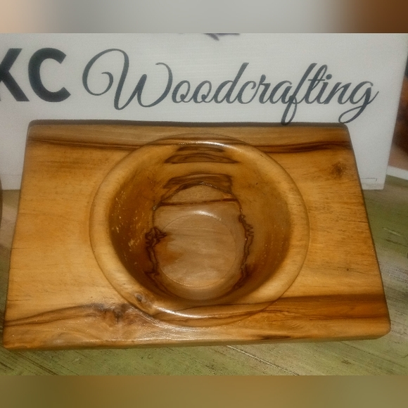 Cheese and cracker bowl solid maple hand turned by KC WOODCRAFTING - Picture 1 of 7